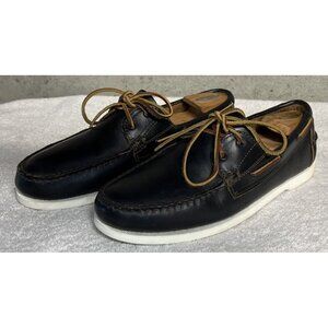 Allen Edmonds "MARITIME" Black Dark Navy Leather Casual Boat Shoes Loafers 11 D